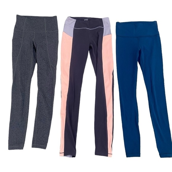 Athleta bundle of 3 pair high waisted leggings in gray, teal & gray multi sz xxs - Picture 1 of 11